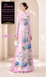 Vải áo dài hoa cẩm tú cầu in 3D