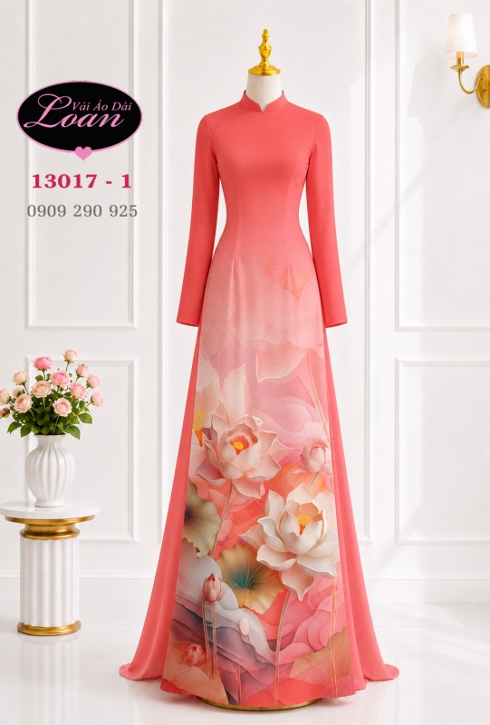 Vải áo dài hoa in 3D