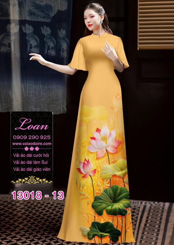 Vải áo dài hoa sen in 3D