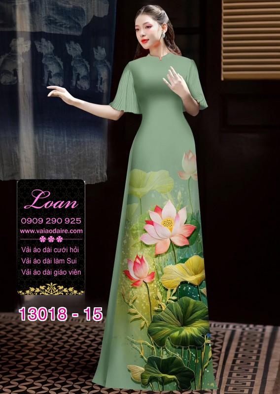 Vải áo dài hoa sen in 3D