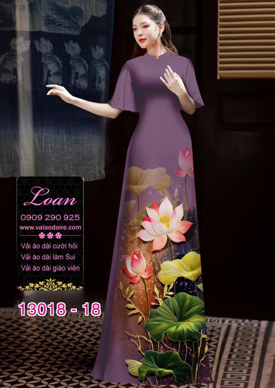 Vải áo dài hoa sen in 3D