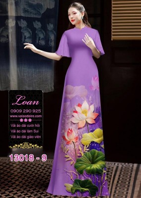 Vải áo dài hoa sen in 3D-