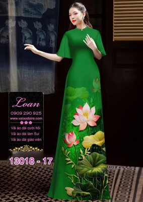 Vải áo dài hoa sen in 3D-