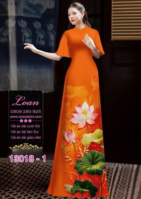 Vải áo dài hoa sen in 3D-