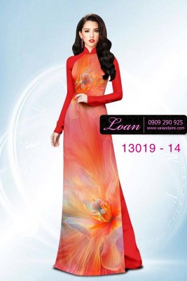 Vải áo dài vệt màu in 3D-13019