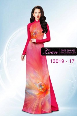 Vải áo dài vệt màu in 3D-13019