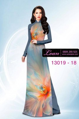 Vải áo dài vệt màu in 3D-13019