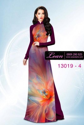 Vải áo dài vệt màu in 3D-13019