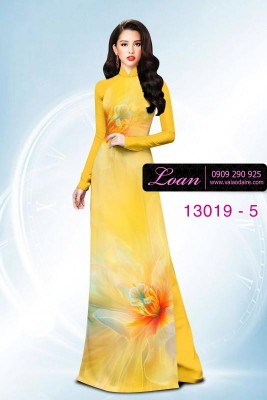 Vải áo dài vệt màu in 3D-13019