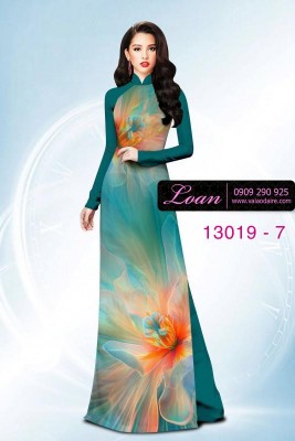 Vải áo dài vệt màu in 3D-13019