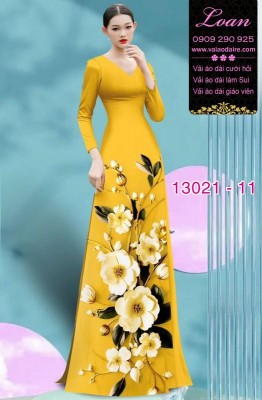 Vải áo dài hoa in 3D-13021
