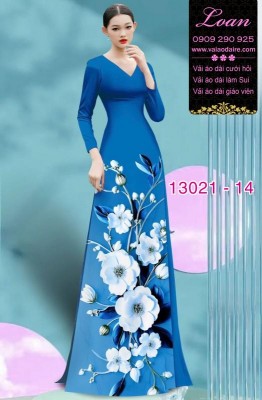 Vải áo dài hoa in 3D-13021