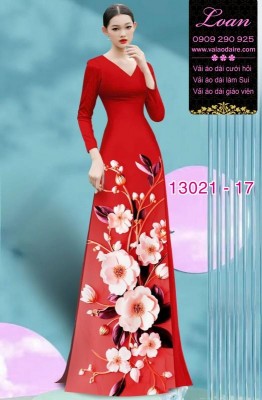 Vải áo dài hoa in 3D-13021