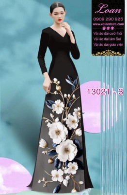 Vải áo dài hoa in 3D-13021
