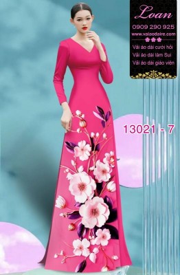 Vải áo dài hoa in 3D-13021
