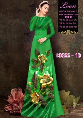 Vải áo dài hoa hồng in 3D-