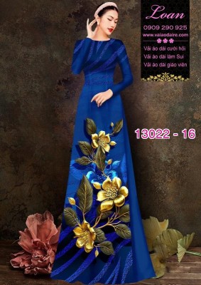 Vải áo dài hoa hồng in 3D-13022