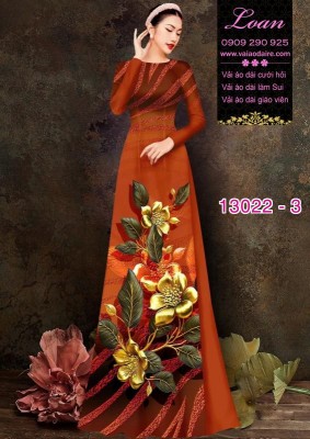 Vải áo dài hoa hồng in 3D-