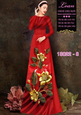Vải áo dài hoa hồng in 3D-13022
