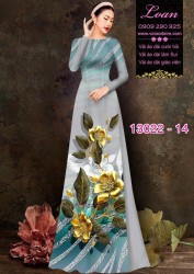 Vải áo dài hoa hồng in 3D