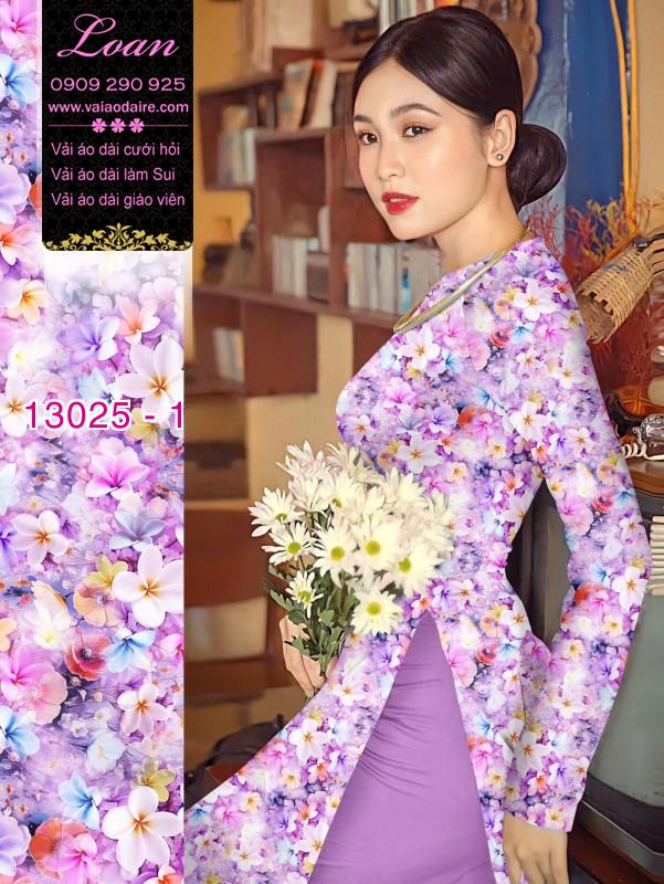 Vải áo dài hoa nhỏ in 3D