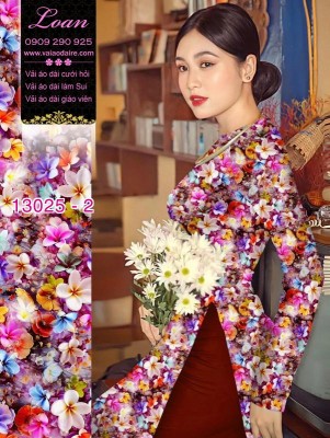 Vải áo dài hoa nhỏ in 3D-13025
