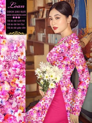 Vải áo dài hoa nhỏ in 3D-13025