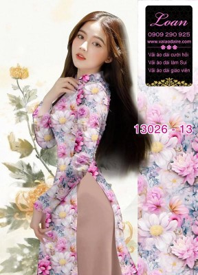 Vải áo dài hoa nhỏ in 3D-13026