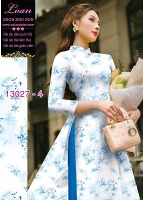Vải áo dài hoa nhỏ in 3D-13027