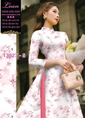 Vải áo dài hoa nhỏ in 3D-13027