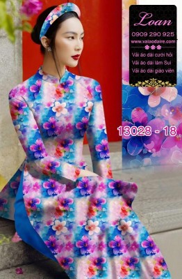 Vải áo dài hoa nhỏ in 3D-13028
