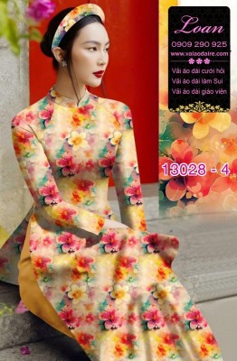 Vải áo dài hoa nhỏ in 3D-13028