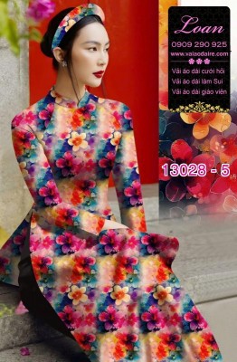 Vải áo dài hoa nhỏ in 3D-13028