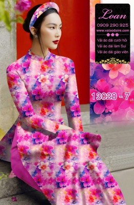 Vải áo dài hoa nhỏ in 3D-13028