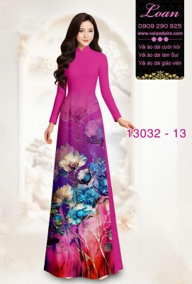 Vải áo dài hoa in 3D-13032