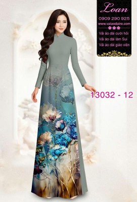 Vải áo dài hoa in 3D-13032