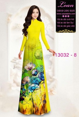Vải áo dài hoa in 3D-13032