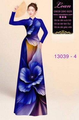 Vải áo dài hoa ảo in 3D-13039