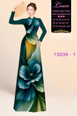 Vải áo dài hoa ảo in 3D-13039