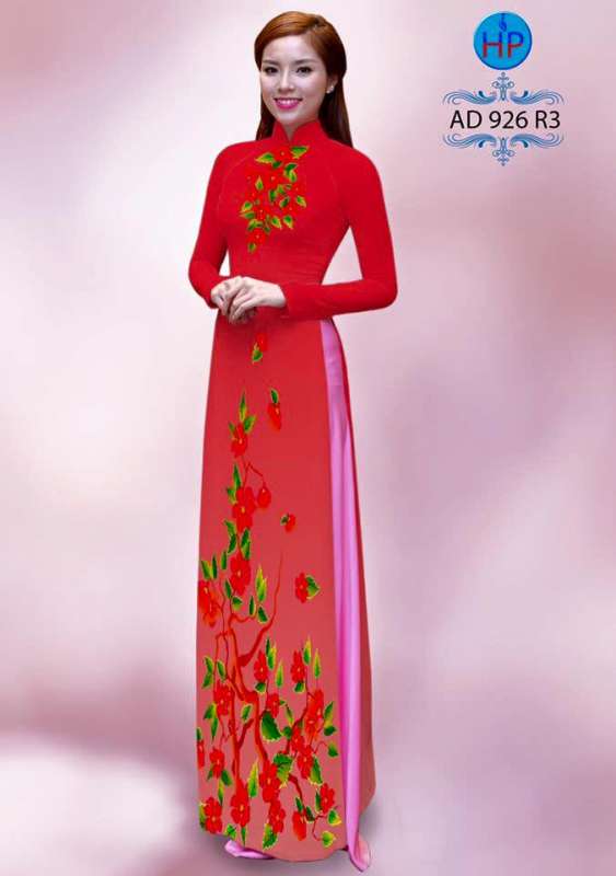 Vải áo dài hoa nhỏ chạy dọc