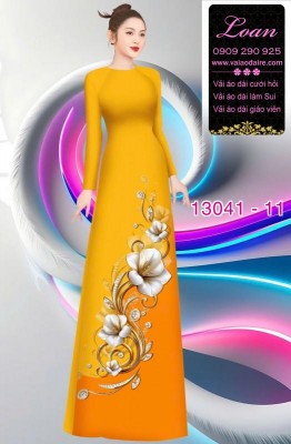 Vải áo dài hoa in 3D-13041