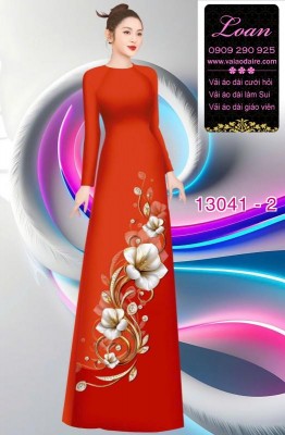 Vải áo dài hoa in 3D-
