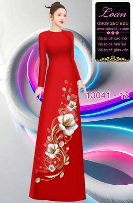 Vải áo dài hoa in 3D-13041