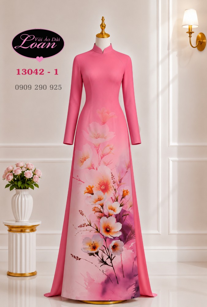 Vải áo dài hoa in 3D