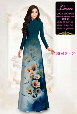 Vải áo dài hoa in 3D-13042