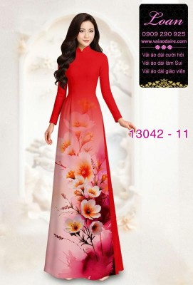 Vải áo dài hoa in 3D-13042