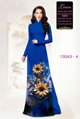 Vải áo dài hoa in 3D-13043