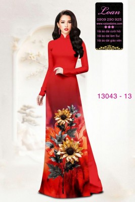 Vải áo dài hoa in 3D-13043
