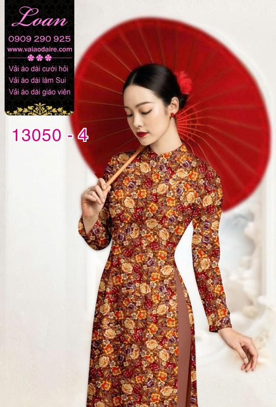 Vải áo dài hoa nhí in 3D