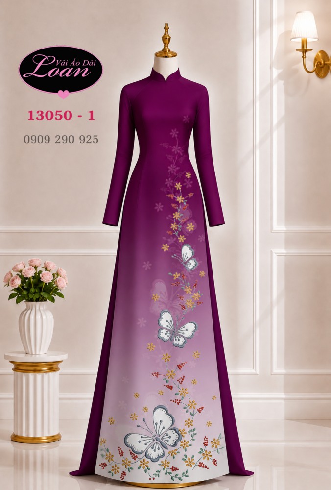 Vải áo dài hoa in 3D